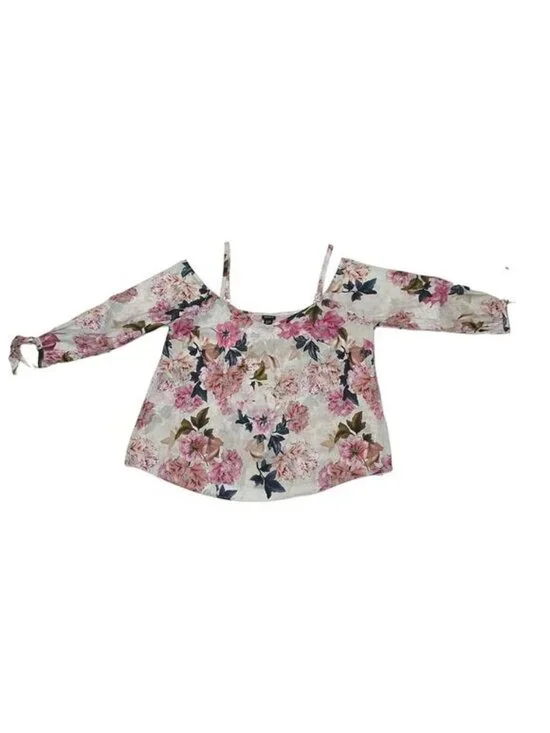 Torrid White Floral Cold Shoulder Top - 0 - Picture 7 of 11